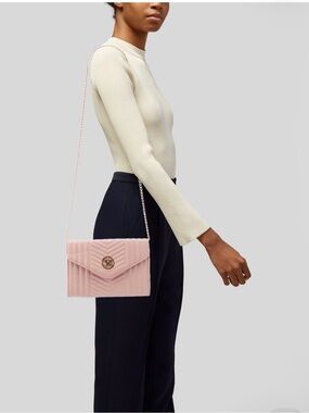 NWT Badgley Mischka Blush Chevron Quilted Convertible Clutch Crossbody